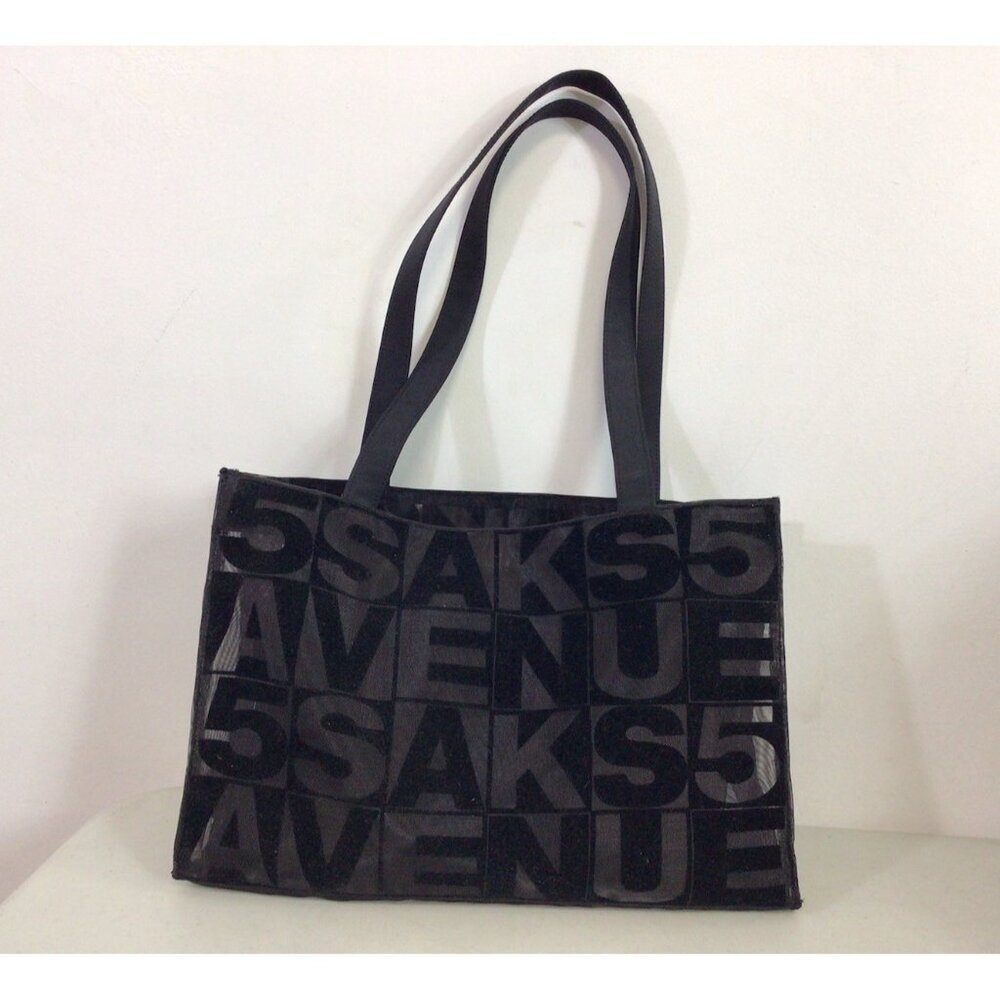 Saks Fifth Avenue Mesh Tote Bag Velvet Burnout Attached Coin Purse